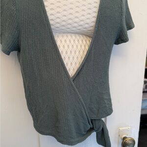Elegant Green Wrap Top
